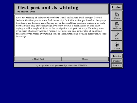 posts/08-03-2024-First-post-and-Js-whining screenshot