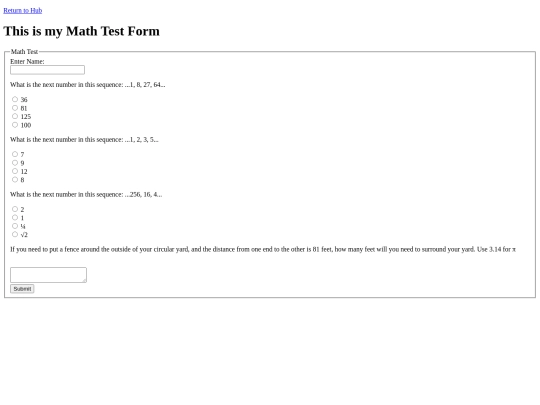 MyNewsHub/MathTestForm screenshot