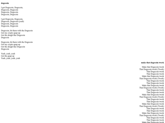 lyrics/dogecoinlyrics screenshot
