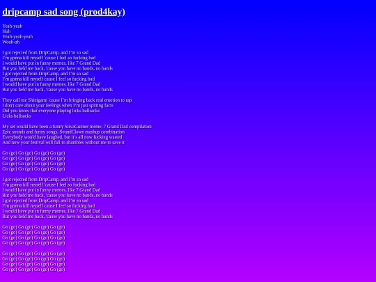 lyrics/dripcampsadsong screenshot