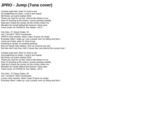 lyrics/jprojump7unacover screenshot