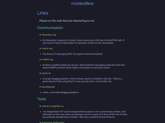 links screenshot