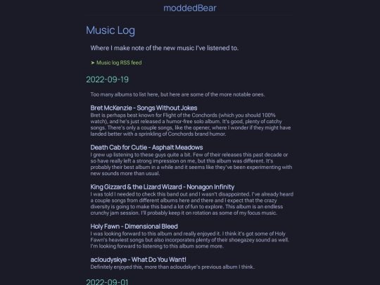 music-log screenshot