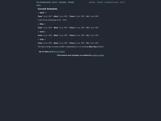 schedule screenshot
