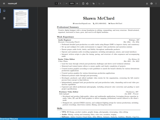 Shawn Resume screenshot