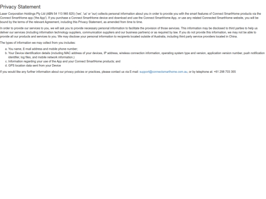 projects/2019-08/connectsmarthome.com.au/privacy-policy screenshot