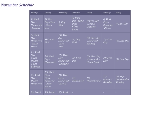 Schedule screenshot