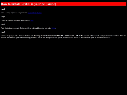 store/luxtronic/howtoinstallLuxOS screenshot