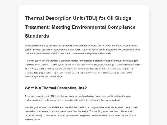 thermal-desorption-unit-tdu-for-oil-sludge-treatment-meeting-environmental-compliance-standards screenshot