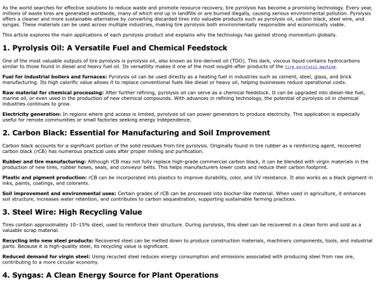 what-are-the-uses-of-tire-pyrolysis-products screenshot