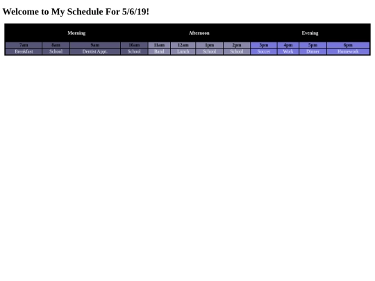schedule screenshot
