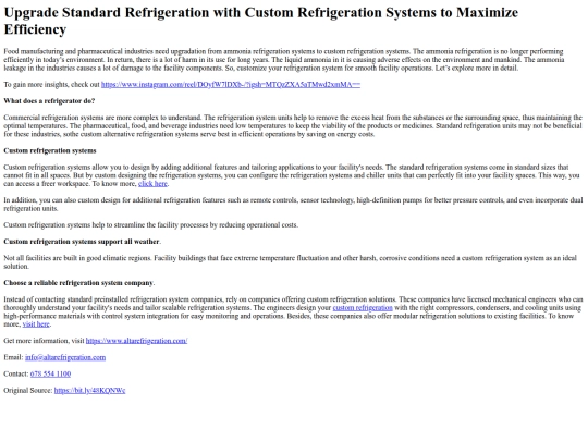 UpgradeStandardRefrigerationwithCustomRefrigerationSystemstoMaximizeEfficiency screenshot