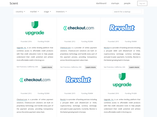 startups screenshot