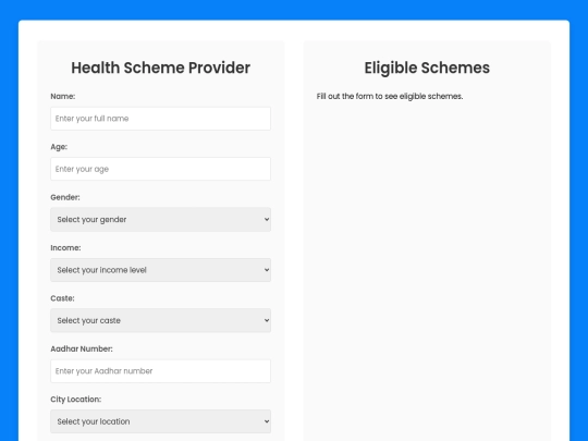 project/health-scheme-finder screenshot