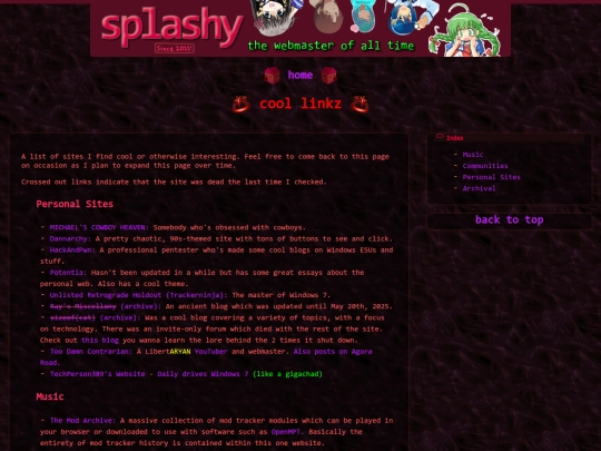 links screenshot