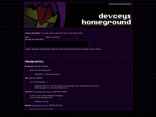 homeground/pages/guestbook screenshot