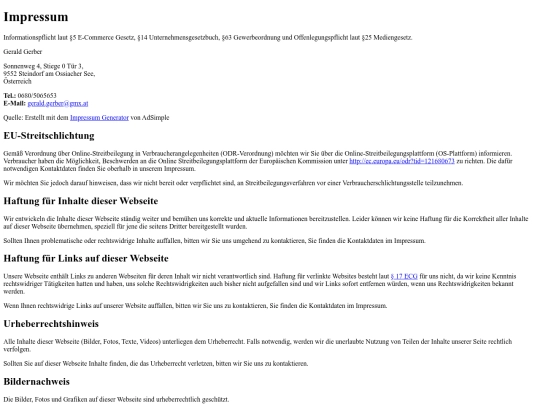 euro/Impressum/impressum screenshot