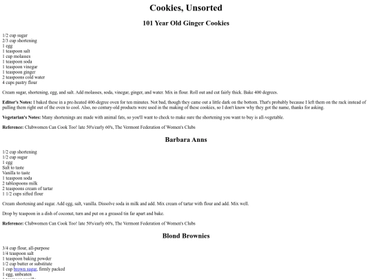 recipes/cookies screenshot