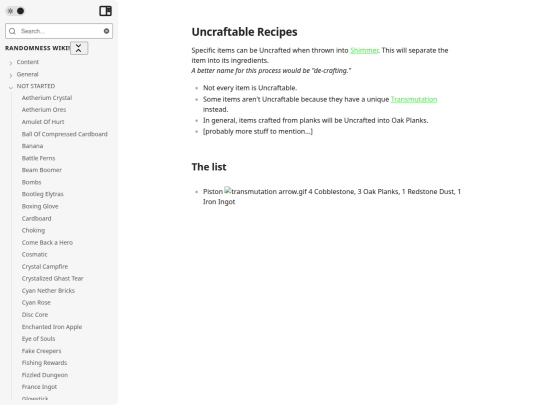 web serverVI/not-started/uncraftable-recipes screenshot