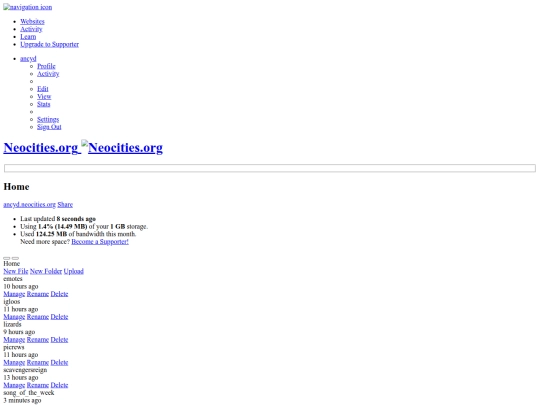stamps/Neocities - Dashboard screenshot