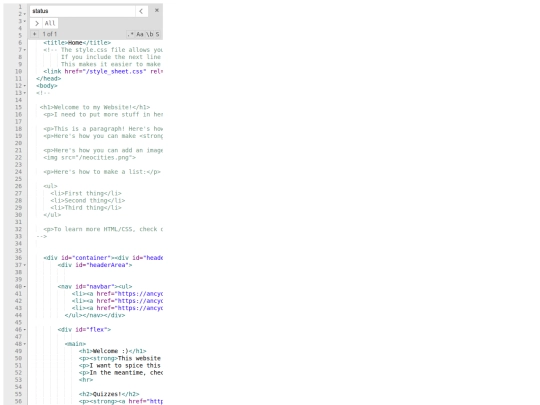 stamps/Neocities - Editing index screenshot