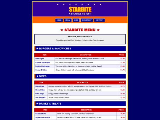 menu screenshot