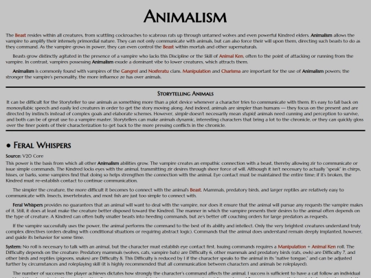 vtm/disciplines/animalism screenshot