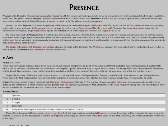 vtm/disciplines/presence screenshot