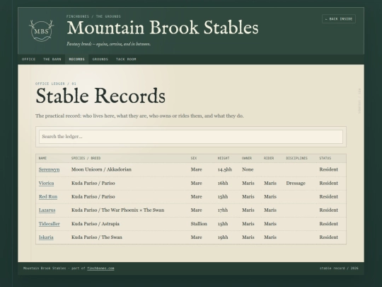 stables/records screenshot