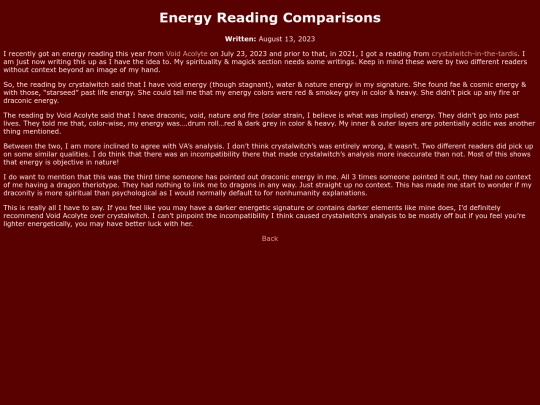 spirituality/energyreadingcomparisons screenshot