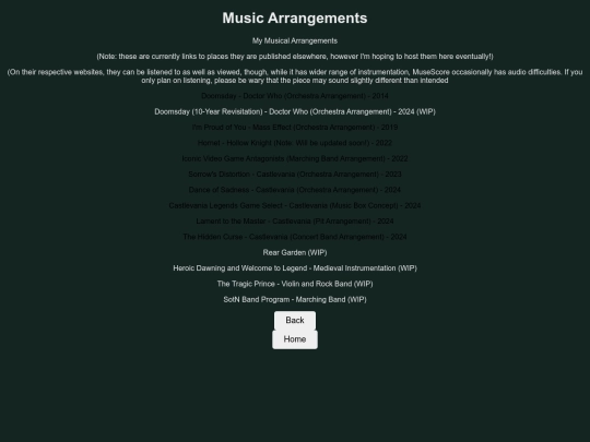 menus/musicarrangements screenshot