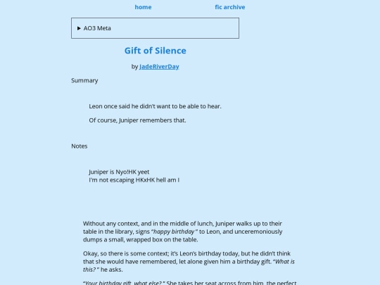 fics/giftofsilence screenshot