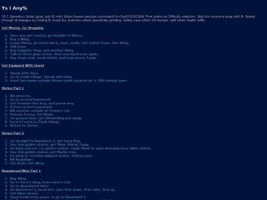 speedrun/routes/Ys1SpeedrunGuide screenshot