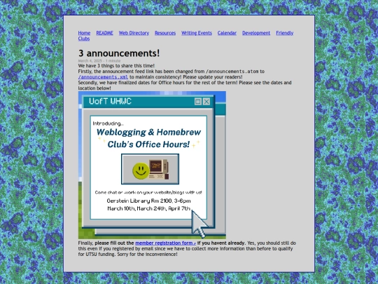 blog/announcements screenshot