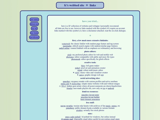 links screenshot