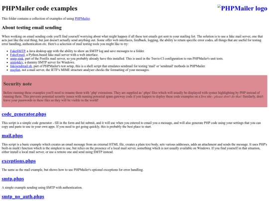 PHPMailer/examples screenshot