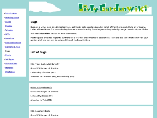 livlygardenwiki/bugs screenshot