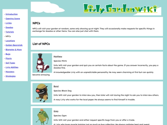 livlygardenwiki/npcs screenshot