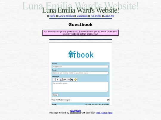 guestbook screenshot