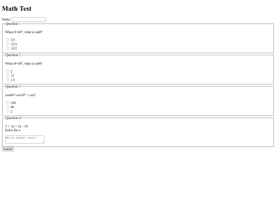 math-test screenshot
