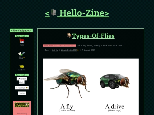 work/TypesOfFlies screenshot