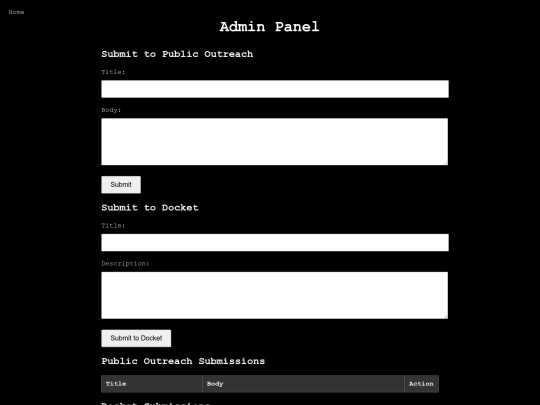 admin screenshot