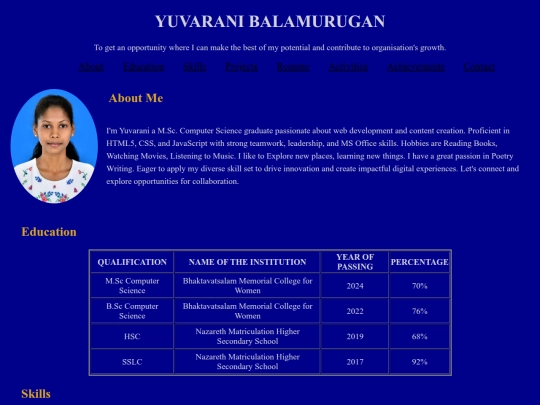 Personal Portfolio screenshot