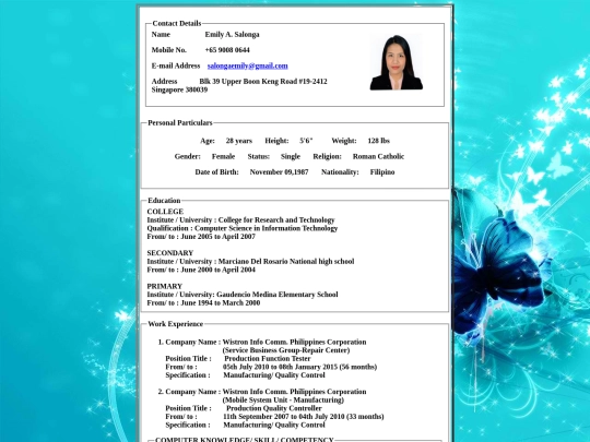 resume screenshot