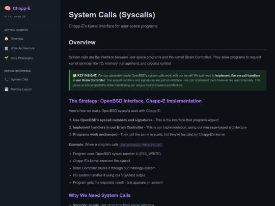 pages/system-calls screenshot
