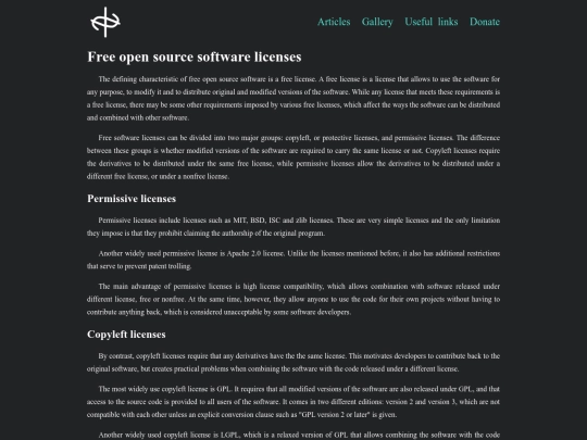 licenses screenshot