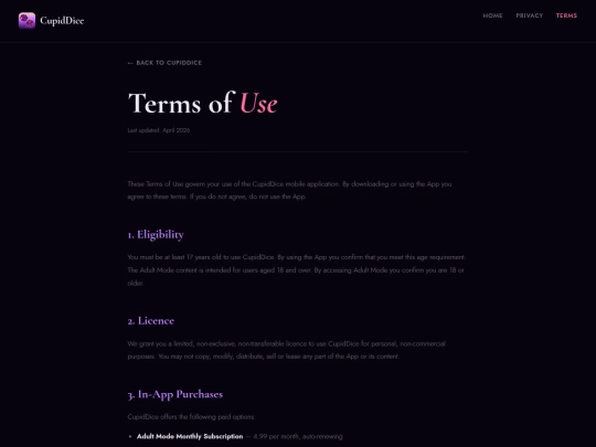 terms screenshot