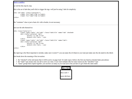 sandbox/CSS Tabs Example screenshot