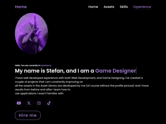 website assignment/experience screenshot
