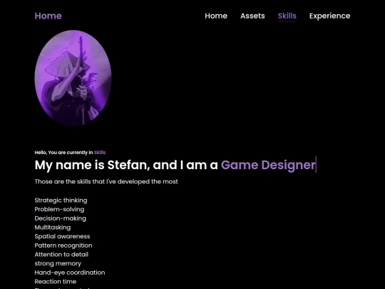 website assignment/skills screenshot